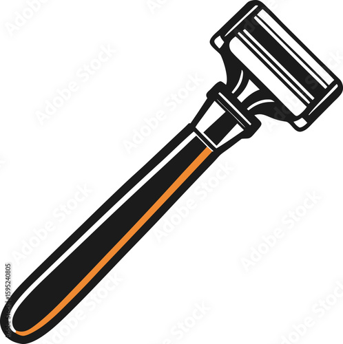 Shaving Razor Silhouette Side Profile with Handle and Blade