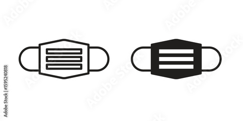 Medical mask icon set. minimal logotype web element pack.