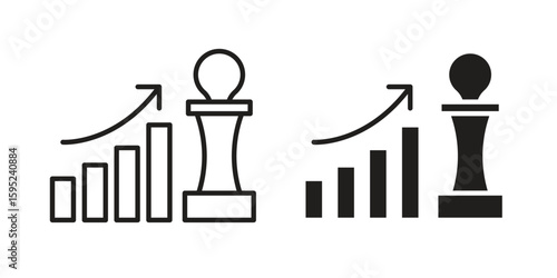 Marketing strategy icon set. minimal logotype web element pack.