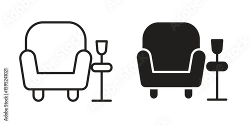 Lounge icon set. minimal logotype web element pack.