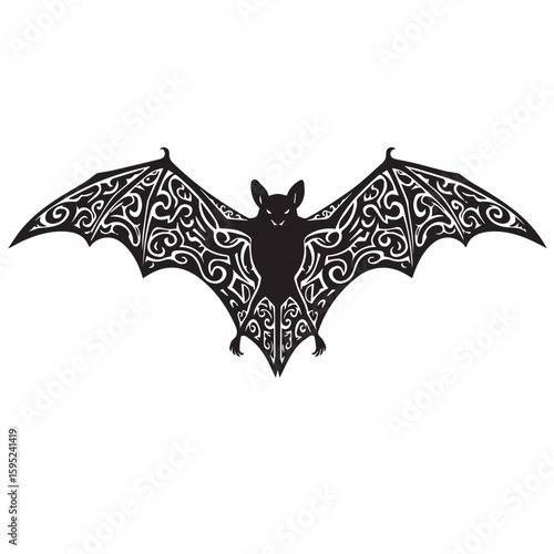 Ornate Bat Silhouette Intricate Design for Halloween and Gothic Themes