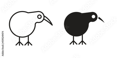 Kiwi bird icon set. minimal logotype web element pack.