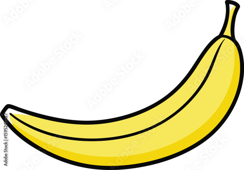 Simple hand drawn yellow banana illustration on white background