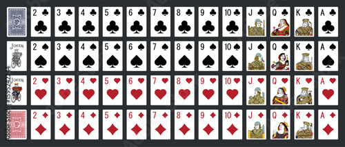 Poker set with isolated cards - Poker playing cards - Miniature playing cards for mobile applications