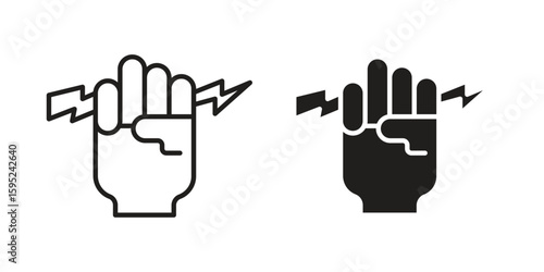 Hand with Power icon set. minimal logotype web element pack.