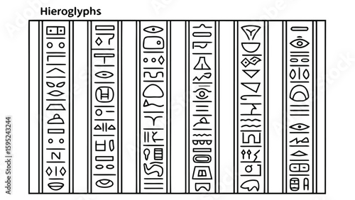 Ancient hieroglyphs vertical columns of symbols
