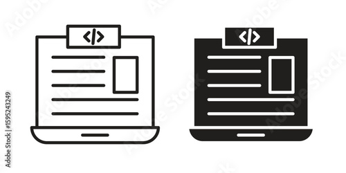 Front end icon set. minimal logotype web element pack.