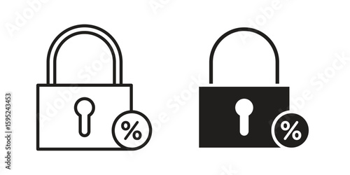 Fixed rate mortgage icon set. minimal logotype web element pack.