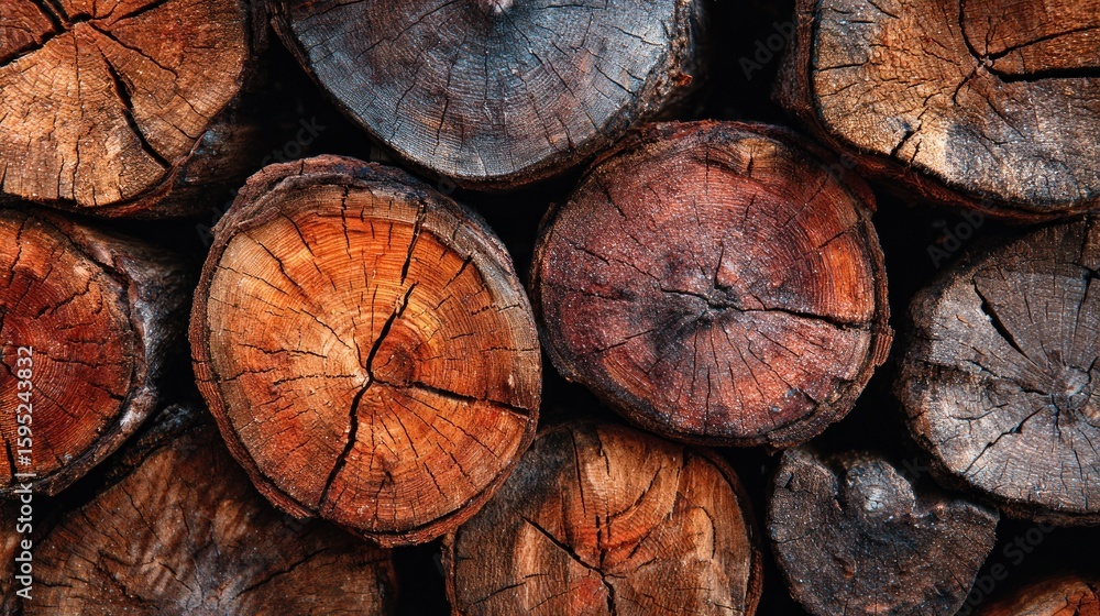 Naklejka premium Close-up of stacked tree logs