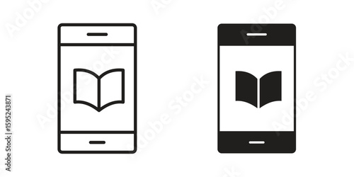 Ebook icon set. minimal logotype web element pack.