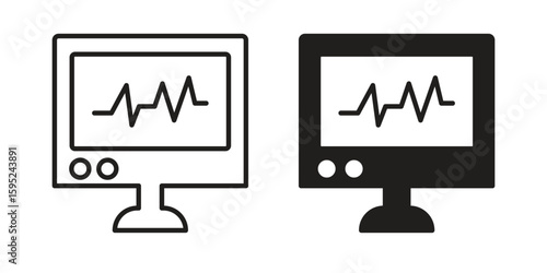 EKG monitor icon set. minimal logotype web element pack.