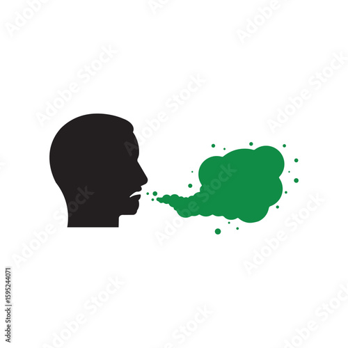 abstract man with bad breath smell bubble. flat simple style trend modern graphic design isolated on white. concept of very illness smell or communication difficulties or human dental trouble