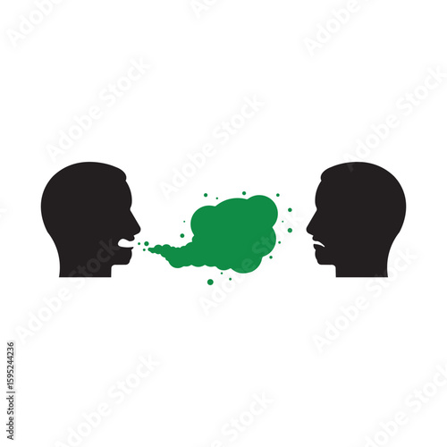 broken conversation due to bad breath smell. concept of very illness odor or communication difficulties or human dental trouble. flat simple trend modern graphic design isolated on white background