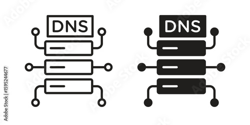 DNS icon set. minimal logotype web element pack.