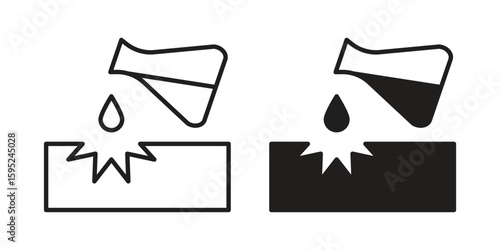 Corrosive substance icon set. minimal logotype web element pack.