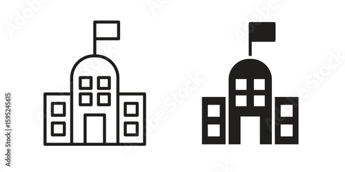 City hall icon set. minimal logotype web element pack.