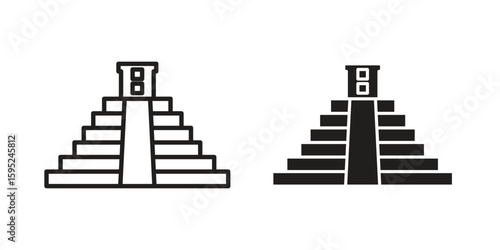 Chichen Itza icon set. minimal logotype web element pack.