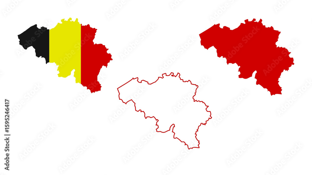 Naklejka premium Set of belgium map isolated on white background, vector illustration design