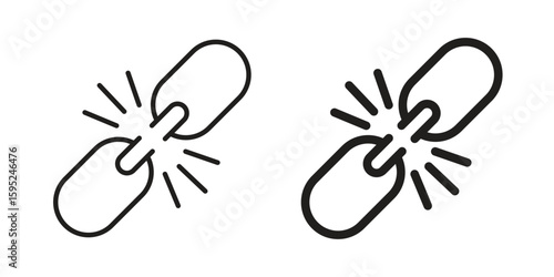 Broken link icon set. minimal logotype web element pack.