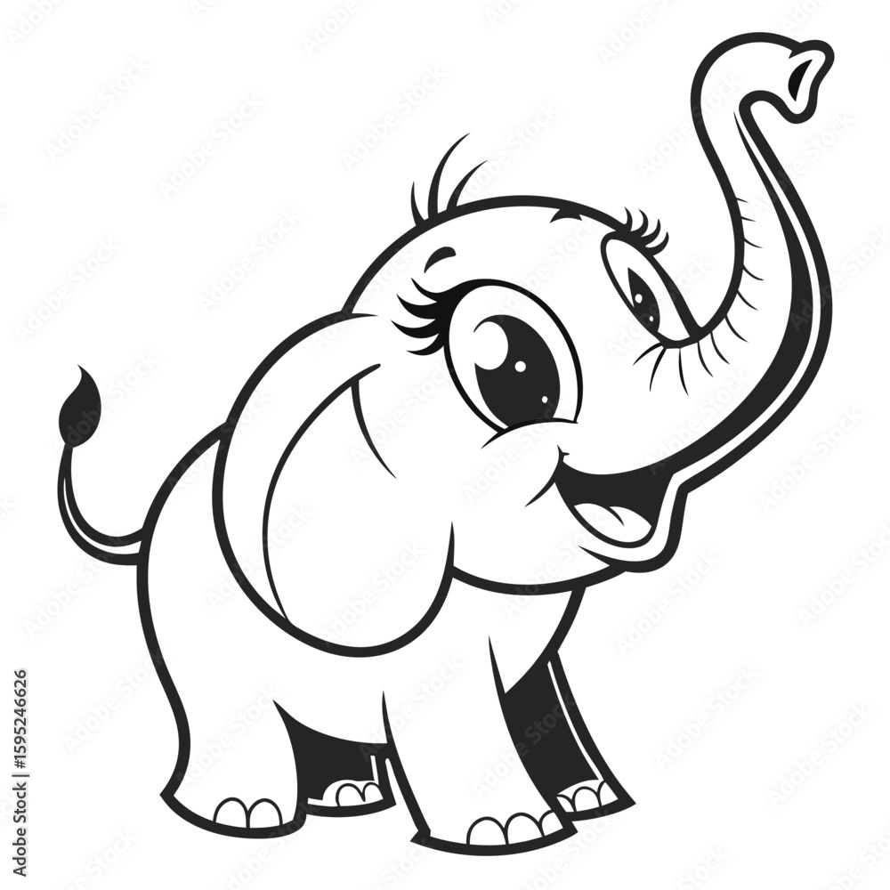 Fototapeta premium Cute cartoon baby elephant isolated on white background