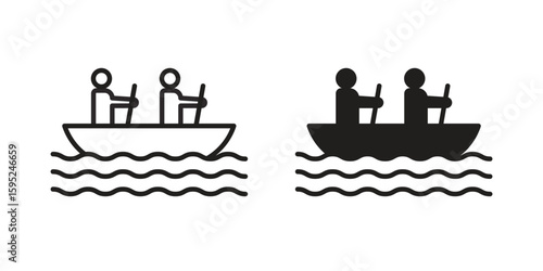 Boat race icon set. minimal logotype web element pack.
