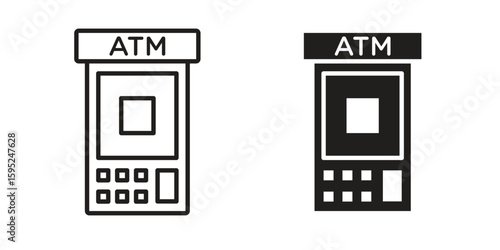 ATM machine icon set. minimal logotype web element pack.