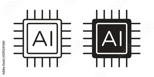 AI icon set. minimal logotype web element pack.