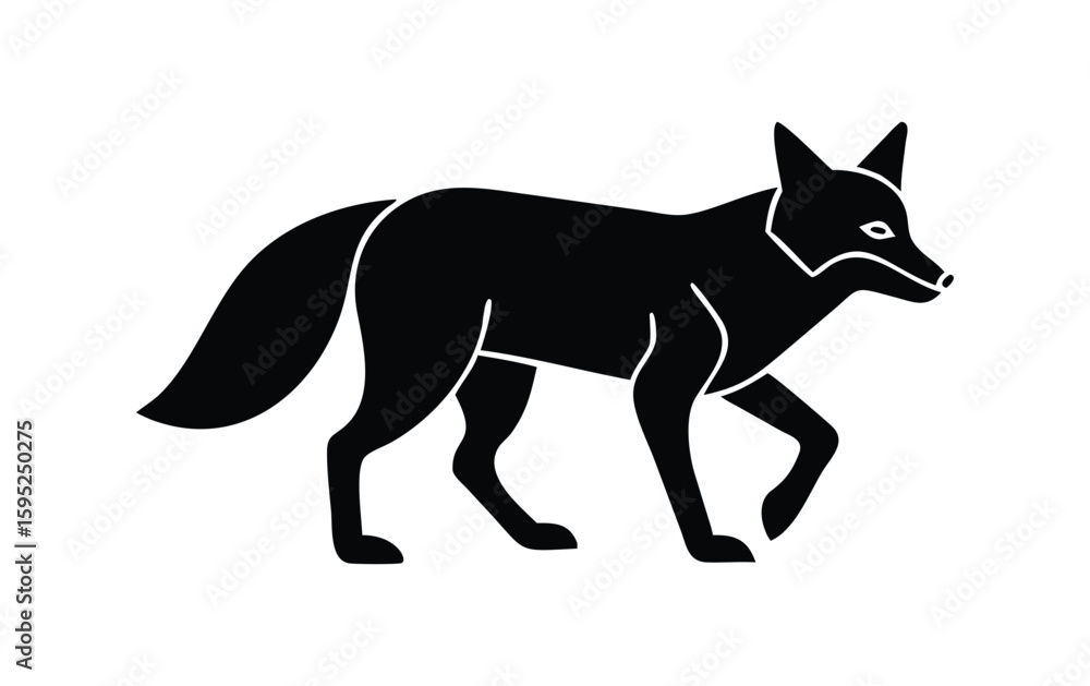 Black silhouette of a coyote walking with a textured effect Black silhouette of a coyote walking with a textured effect