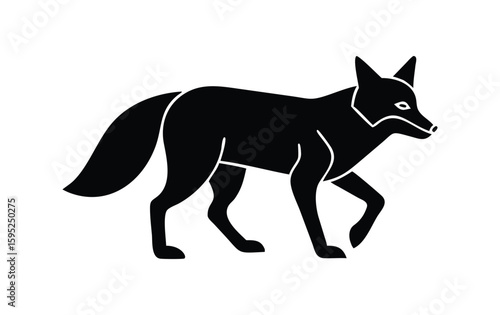 Black silhouette of a coyote walking with a textured effect