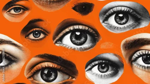Surreal Abstract Seamless Background Featuring Human Eyes