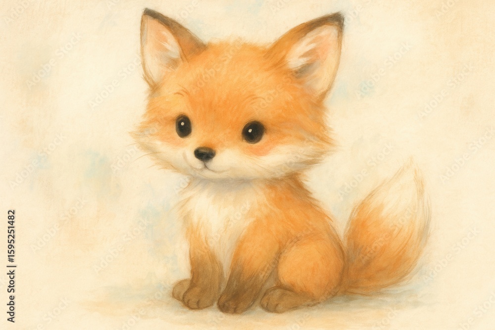 Fototapeta premium Whimsical watercolor fox character design perfect for children's merchandise and educational materials