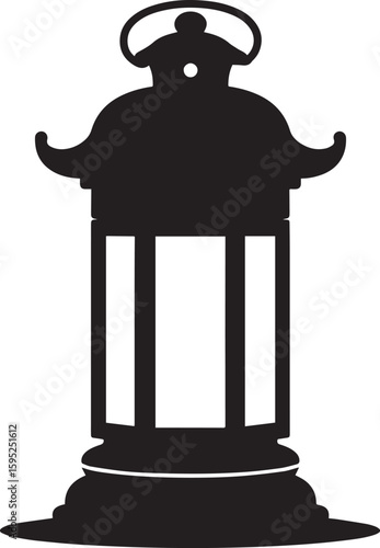 Cultural Hanging Lantern Silhouette Vector Illustration