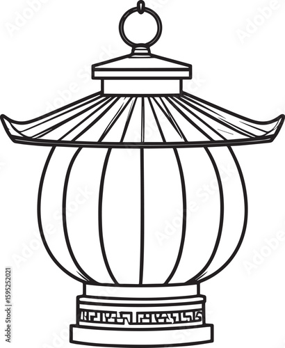 Cultural Hanging Lantern Silhouette Vector Illustration
