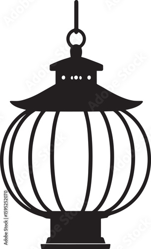Cultural Hanging Lantern Silhouette Vector Illustration