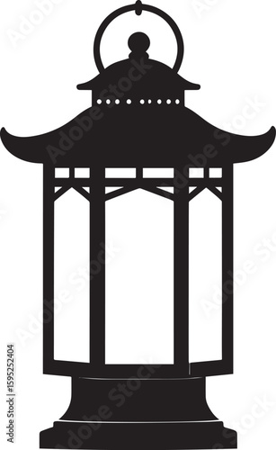 Cultural Hanging Lantern Silhouette Vector Illustration