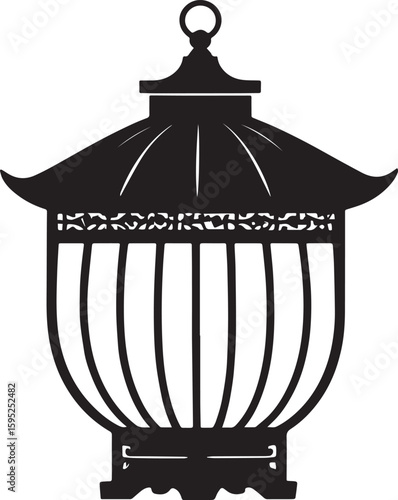 Cultural Hanging Lantern Silhouette Vector Illustration