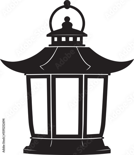 Cultural Hanging Lantern Silhouette Vector Illustration