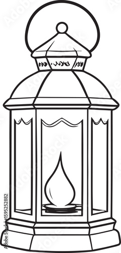 Cultural Hanging Lantern Silhouette Vector Illustration
