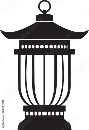 Cultural Hanging Lantern Silhouette Vector Illustration