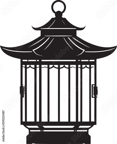 Cultural Hanging Lantern Silhouette Vector Illustration
