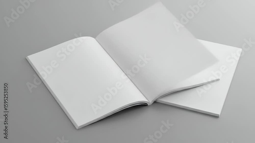 Blank Open Magazine Mockup with White Pages and Cover