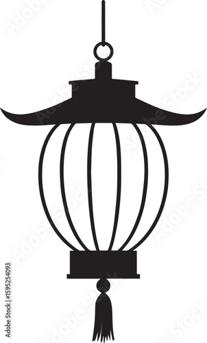Cultural Hanging Lantern Silhouette Vector Illustration