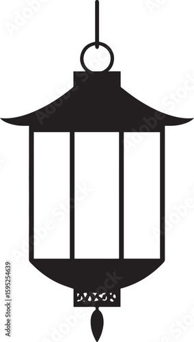 Cultural Hanging Lantern Silhouette Vector Illustration