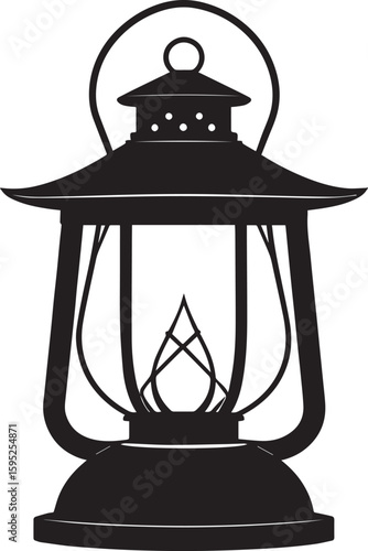Cultural Hanging Lantern Silhouette Vector Illustration