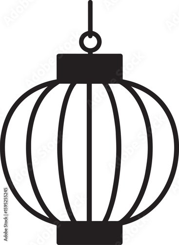 Cultural Hanging Lantern Silhouette Vector Illustration