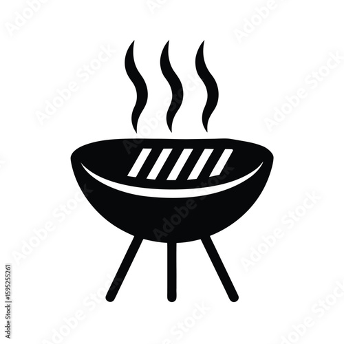Silhouette of a barbecue grill with steam