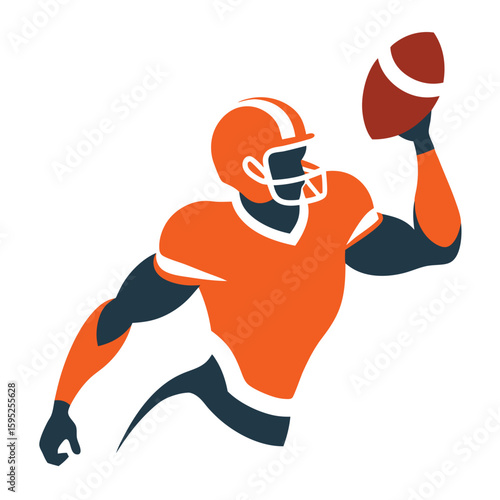 Vector illustration of an American football player throwing ball in action pose