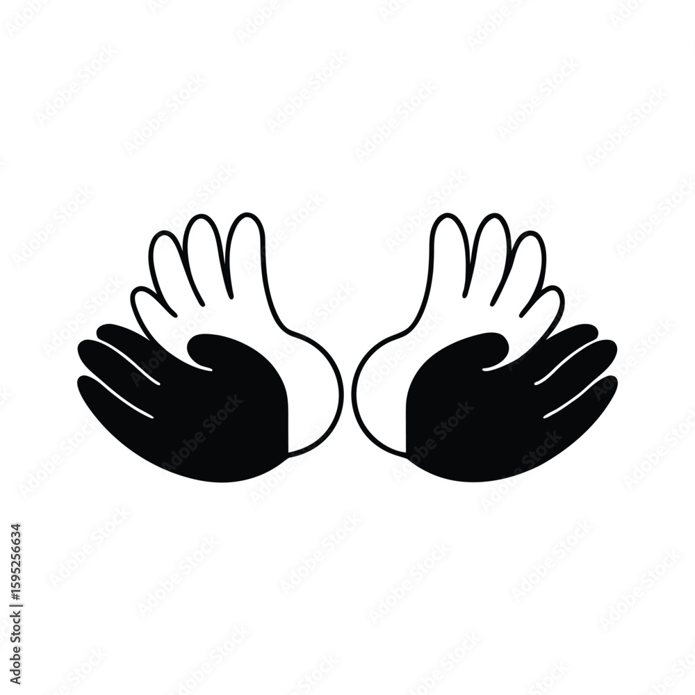 Fototapeta premium Abstract silhouette of two open hands facing each other
