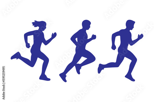 Silhouette runner front view collection vector illustration. 