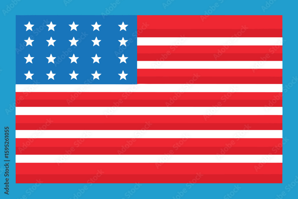 Naklejka premium Retro American Flag with Sixteen Stars and Red and White Stripes